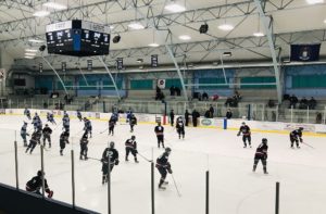 The Redmen warm-up ahead of their bout against the Copper Kings.