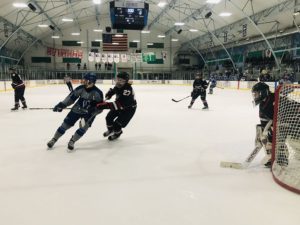 Some action close to the net.