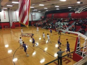 The Redmen back on defense.