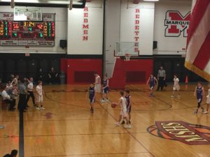The Redmen defeated the Braves.