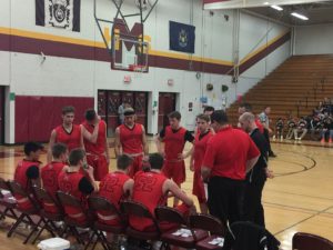 The Redmen discuss their strategy.