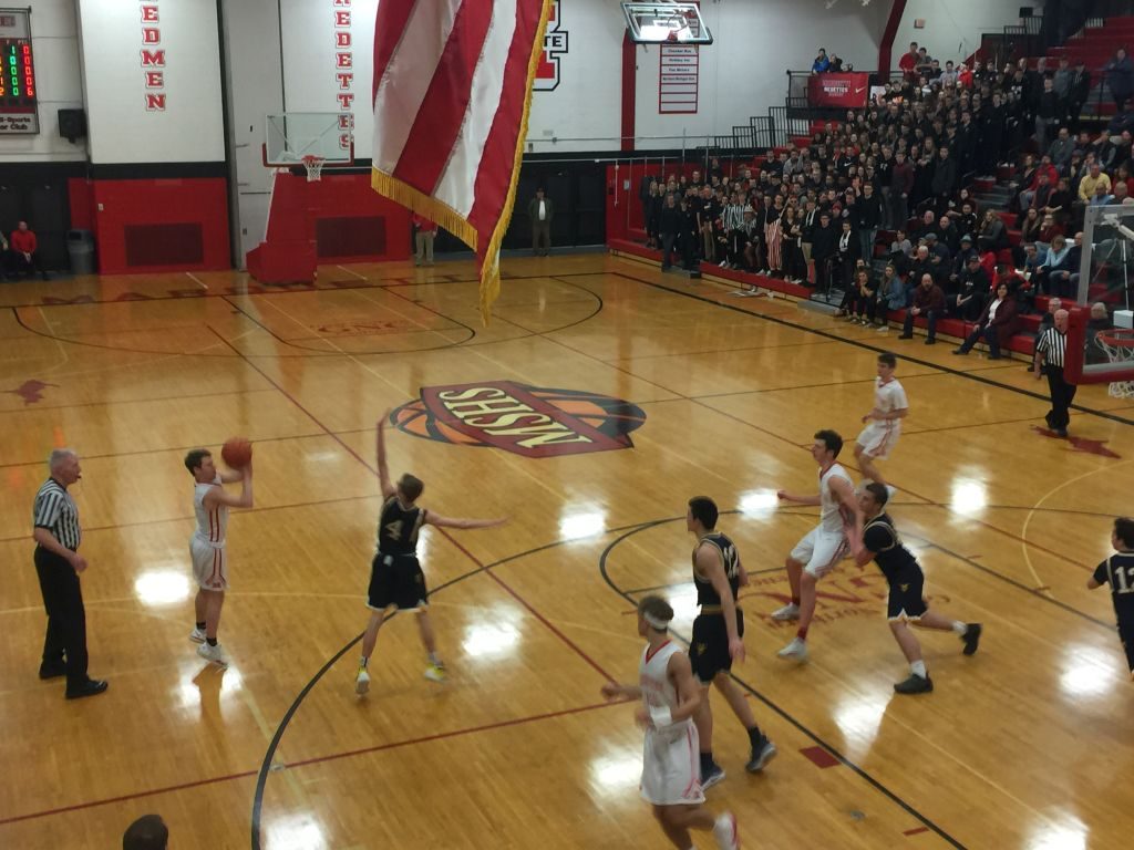 Putting up a long three-pointer