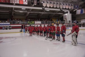 The Heat lined up at center ice.