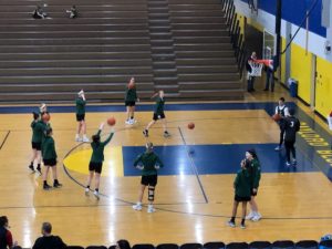 The Chargers warm up.