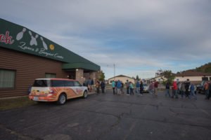 The line to get into the giveaway party was out the door!