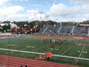 The Redmen getting warmed up