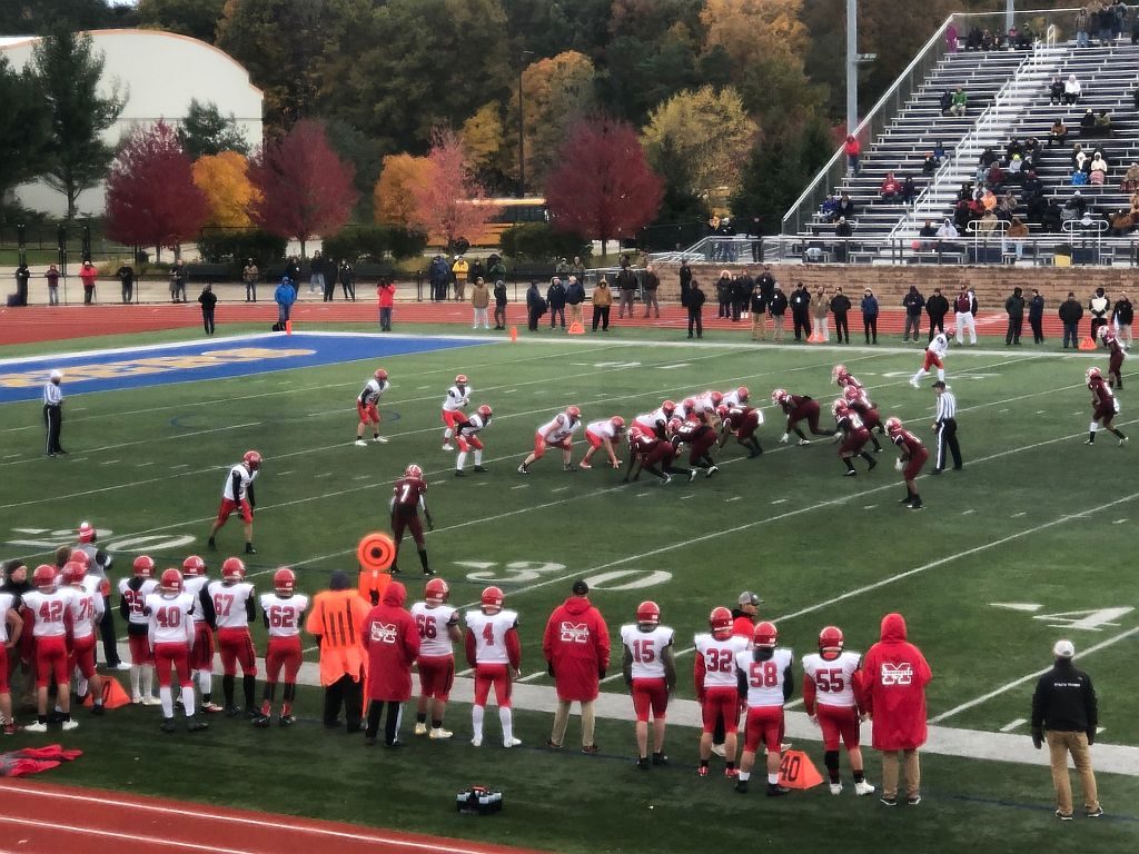 Marquette lines up on offense against Muskegon
