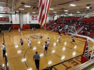 The Blue Devils get the ball