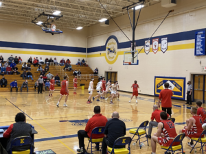 Going for a rebound shot for Marquette.