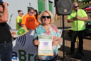 Sally Menapace of Marquette one the 195 gallons of gas from Kountry Korner Shell & Mini Mart special prize!