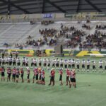 The first half of Red Team lined up before the game starts