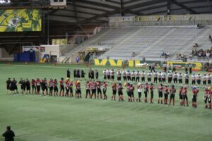 The second half of Red Team lined up before the game starts