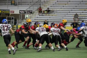 Both teams rush into each other!