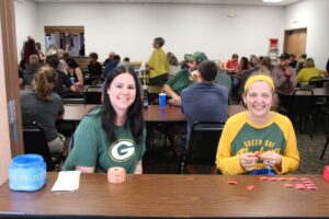 Abbie and Amy were manning the door, taking invitations and giving out prize tickets!