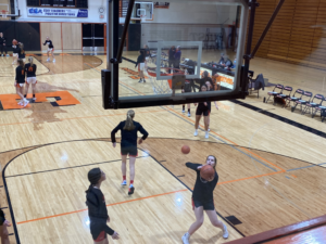 Redettes warm up for their first game of the season.
