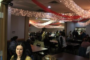 People were filing into the party