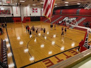 The Redettes warming up before the game