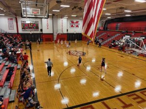 Mackensy Wilson (3) brings the ball down court for Boyne City