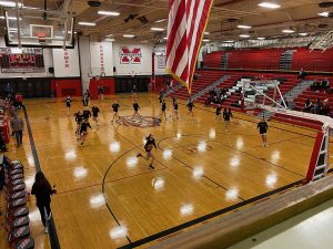 The teams warm up before Monday nights game