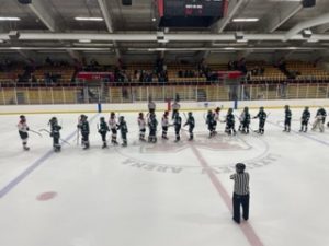 The Marquette Redmen defeated the Painesdale-Jeffers Jets 5-0