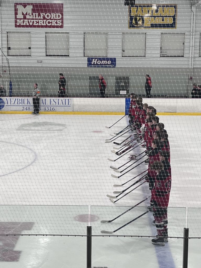 Marquette Highschool Hockey line-up against Heartland
