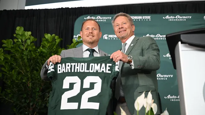 Dan Batholomae (left) and Kevin Guskiewicz (right) at yesterday's introductory press conference